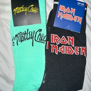 2 Rock & roll Band socks Iron Maiden Motley Crue heavy metal tour concert NWT